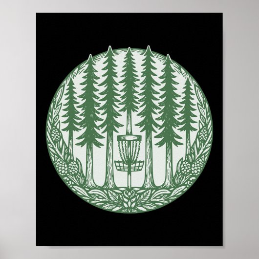 Forest Disc Golf Sket Pine Trees Flying Disc  ポスター (正面)