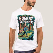 Forest Explorer Vintage Hiking Illustration Tシャツ (正面)