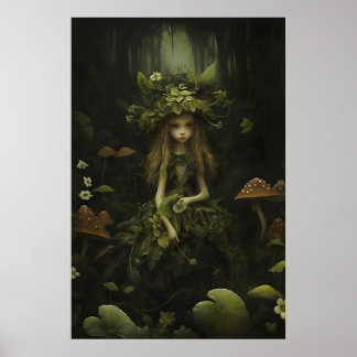 Forest Fairy Botanical Print, Moody Cottagecore ポスター