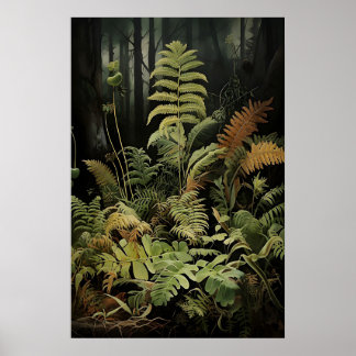 Forest Fern Ptrintable, Woodland Moody Wall Print ポスター