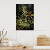 Forest Fern Ptrintable, Woodland Moody Wall Print ポスター (キッチン)