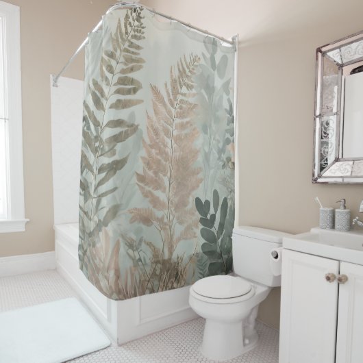 Forest Ferns Pastel Shower Curtain シャワーカーテン (インサイチュ)