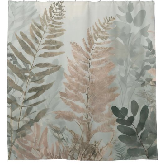 Forest Ferns Pastel Shower Curtain シャワーカーテン (正面)