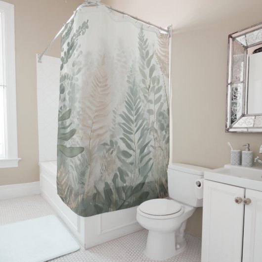 Forest Ferns Pastel Shower Curtain シャワーカーテン (インサイチュ)