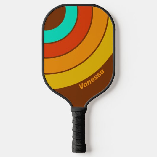 Forest Floor Fog Circle Stripe with Name ピックルボールラケット (正面)