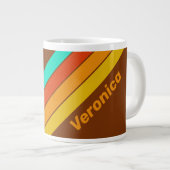 Forest Floor Fog Stripes with Name ジャンボコーヒーマグカップ (正面右)