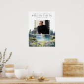 Forest Floral Lake Celebration Of Life Sign ポスター (キッチン)