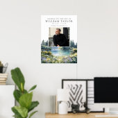 Forest Floral Lake Celebration Of Life Sign ポスター (ホームオフィス)