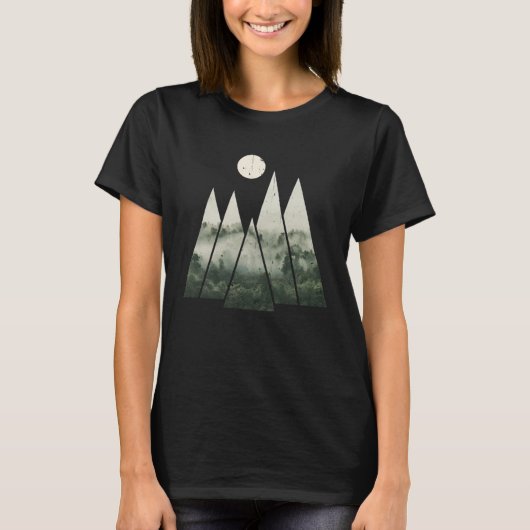 FOREST Foggy Woods Nature Minimalism Geometric  1 Tシャツ (正面)