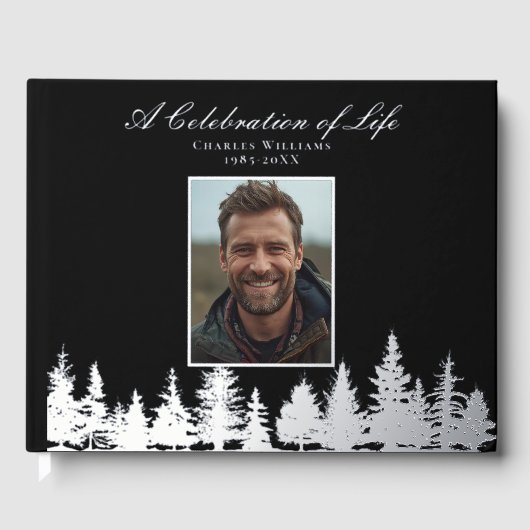 Forest Foil Funeral Guest Book Celebration of Life ゲストブック (正面)