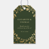Forest Foliage Botanical Elegant Gold Moss Wedding ギフトタグ (正面)