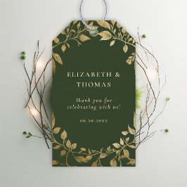 Forest Foliage Botanical Elegant Gold Moss Wedding ギフトタグ