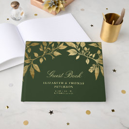 Forest Foliage Botanical Elegant Script Wedding ゲストブック
