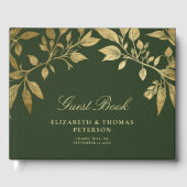 Forest Foliage Botanical Elegant Script Wedding ゲストブック (正面)
