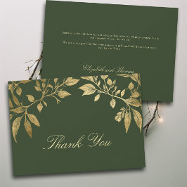 Forest Foliage Botanical Elegant Script Wedding サンキューカード