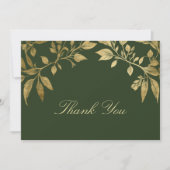 Forest Foliage Botanical Elegant Script Wedding サンキューカード (正面)