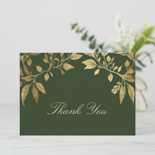 Forest Foliage Botanical Elegant Script Wedding サンキューカード (スタンド正面)