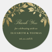 Forest Foliage Botanical Elegant Wedding Favor ラウンドシール (正面)