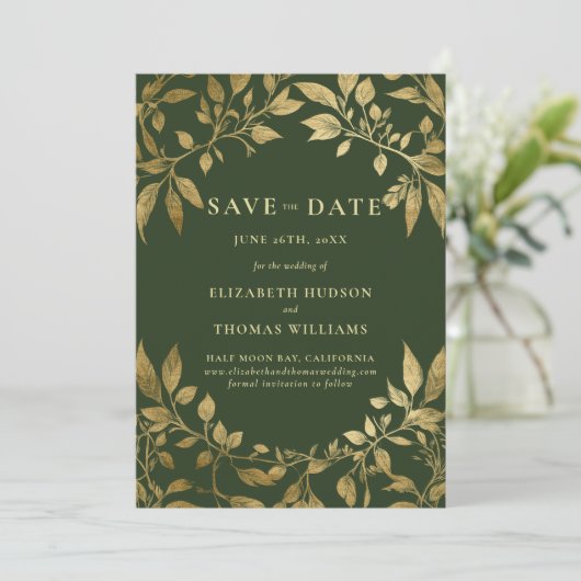 Forest Foliage Botanical Photo Wedding Save Date 招待状 (スタンド正面)