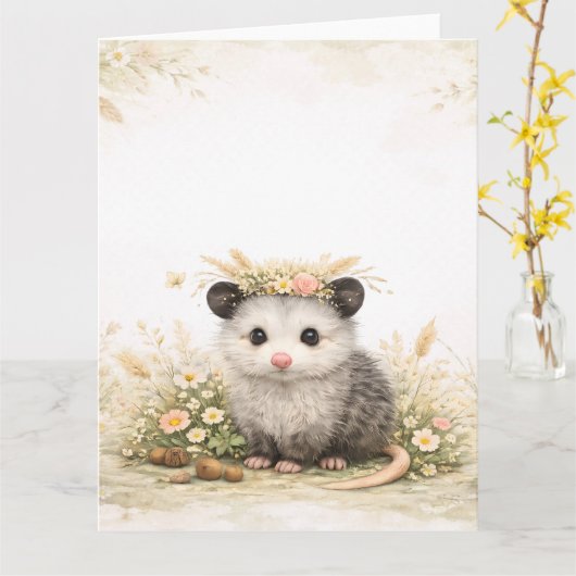 Forest friend woodland opossum  カード (黄色い花)