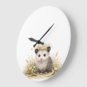 Forest friend woodland opossum  ラージ壁時計 (傾斜)