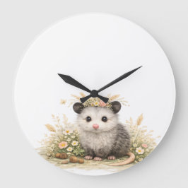 Forest friend woodland opossum  ラージ壁時計