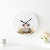 Forest friend woodland opossum  ラージ壁時計 (ホーム)