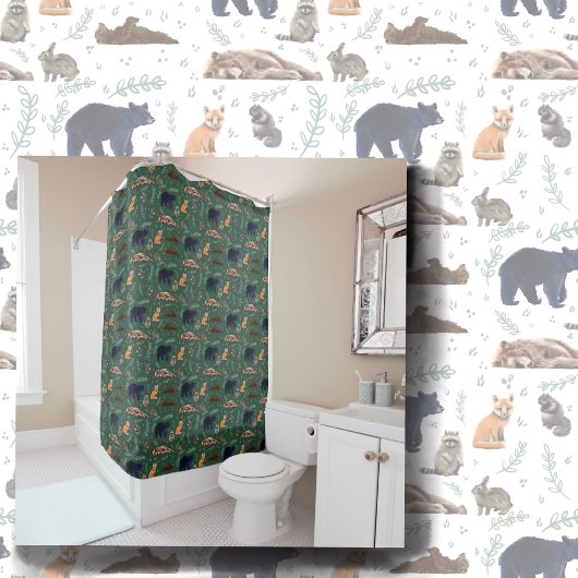 Forest Friends Wild Animals シャワーカーテン