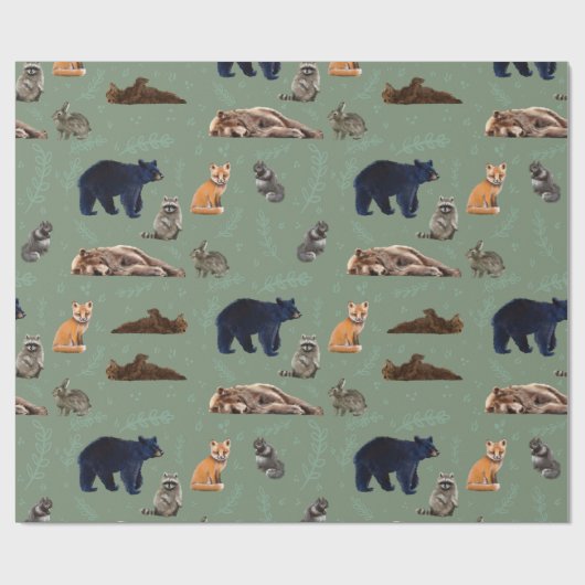 Forest Friends Wild Animals Wrapping Paper ラッピングペーパー (フラット)