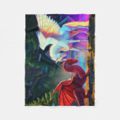 Forest Friends - Young Dragon and Young Pegasus フリースブランケット (正面)