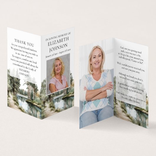 Forest Funeral Memorial 2 Photo Prayer Poem Cards 名刺 (内部&外部)