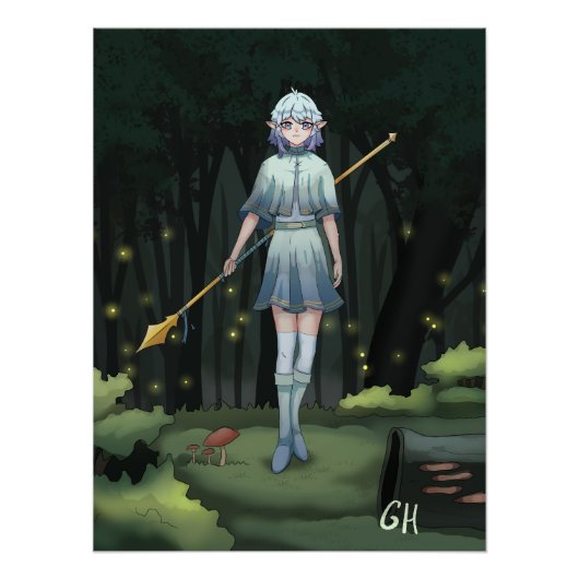 Forest girl, elf, anime poster ポスター (正面)