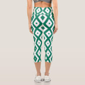 Forest green and white diamond pattern カプリレギンス (裏面)