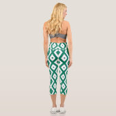 Forest green and white diamond pattern カプリレギンス (裏面)