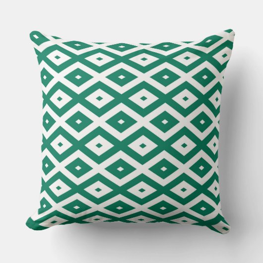 Forest green and white diamond pattern クッション (正面)