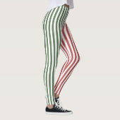 Forest Green & Burgundy Stripes Pattern レギンス (右)