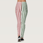Forest Green & Burgundy Stripes Pattern レギンス (裏面)