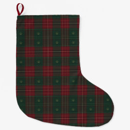 Forest Green & Cranberry Tartan Pet Stocking ラージクリスマスストッキング