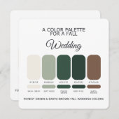 Forest Green Earth Brown Fall Wedding Palette Card 招待状 (正面/裏面)