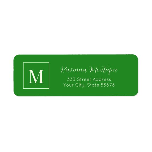 Forest Green Elegant Personalized Monogram Name ラベル (正面)