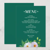 Forest Green Floral Printable Wedding menu  メニュー (正面/裏面)