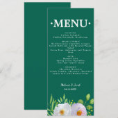 Forest Green Floral Printable Wedding Menu Card 招待状 (正面/裏面)