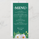 Forest Green Floral Printable Wedding Menu Card 招待状 (正面)