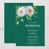 Forest Green Floral Wedding Invitation 招待状 (正面/裏面)