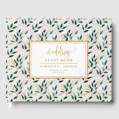 Forest green gold greenery wedding guest book ゲストブック (正面)