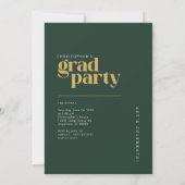 Forest Green Gold Modern Photo Graduation Party 招待状 (裏面)