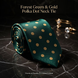 Forest Green & Gold Polka Dot ネクタイ