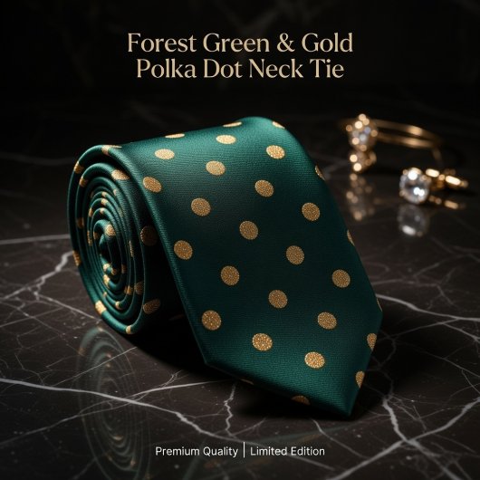 Forest Green & Gold Polka Dot ネクタイ