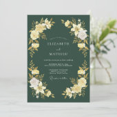 Forest Green Golden Bloom Wedding 招待状 (スタンド正面)
