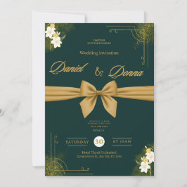 Forest Green Ivy Ornament Wedding Invitation 招待状